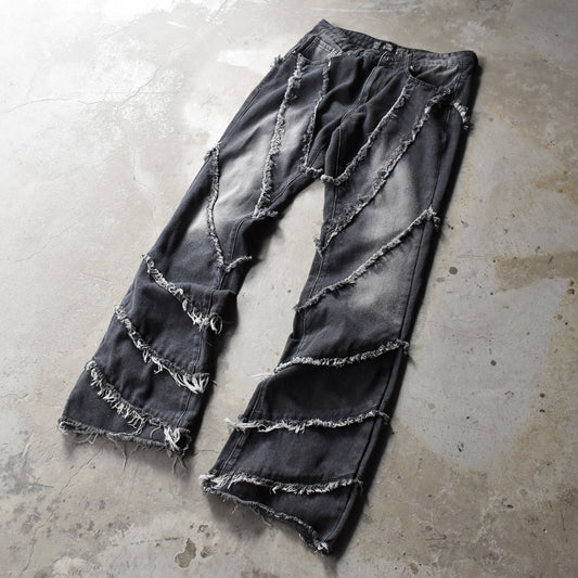 Y2K REBEL VENGEANCE Gothic Fringe フレアパンツ　250919H