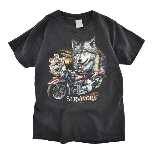 80’s HARLEY-DAVIDSON / 3D EMBLEM “SURVIVORS” オオカミ ハーレーT USA製 260619H