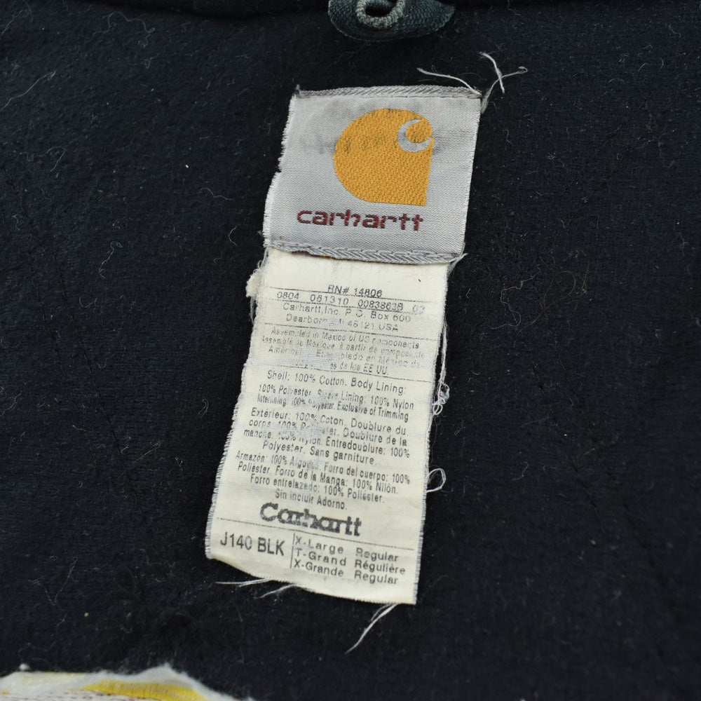 Y2K Carhartt ”ボロ＆フェード” アクティブジャケット スカルパッチ 黒 260929H