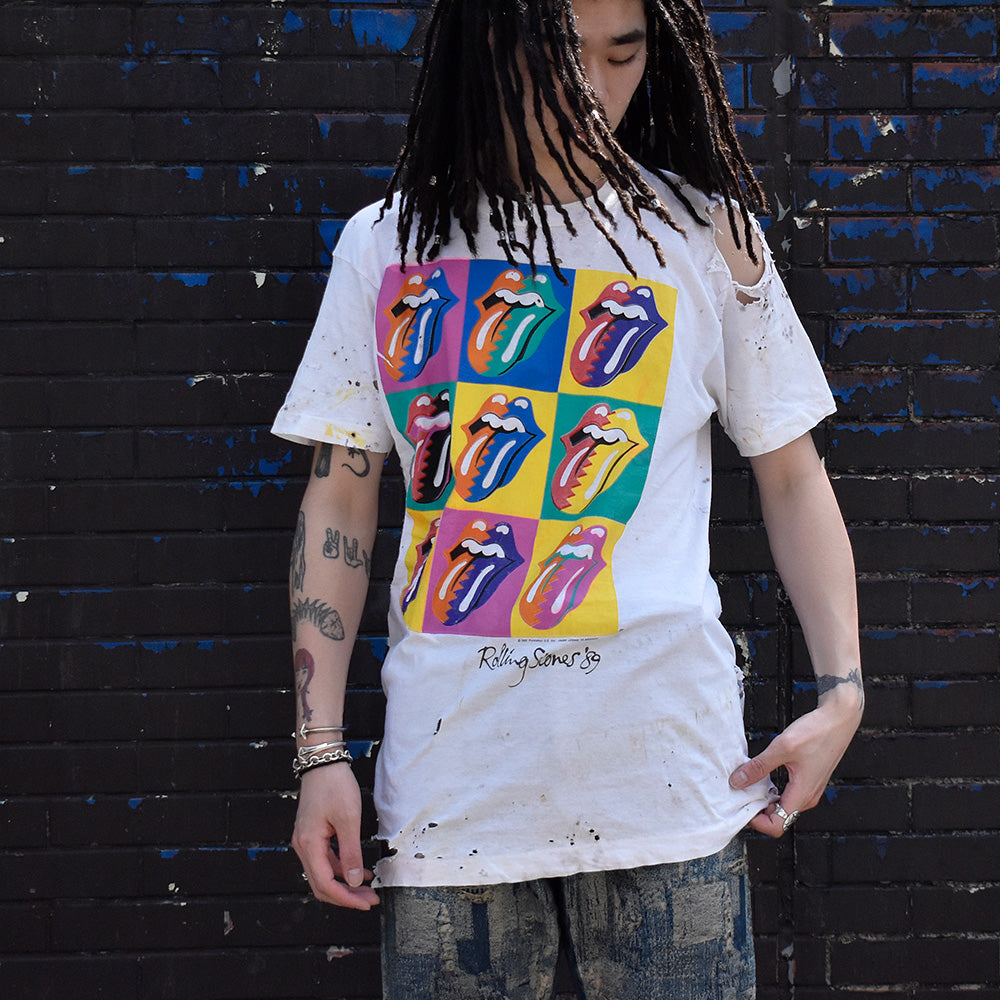 80's ボロ！ The Rolling Stones “Andy Warhol Type” North American Tour Tシャツ 240416H