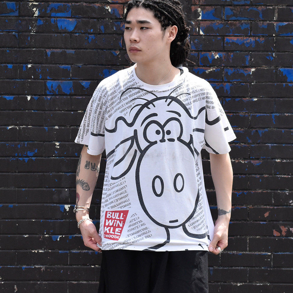 90's AOP！ “Rocky and Bullwinkle“ Tシャツ USA製 240428H