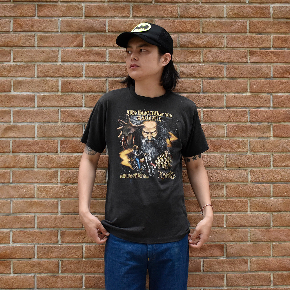 80's Harley Davidson 3D EMBLEM “The Last Biker on Earth” Tシャツ USA製 240718H