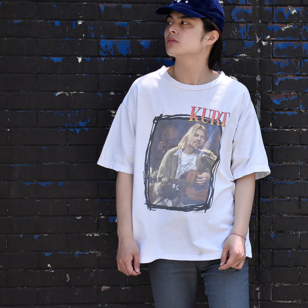 90's NIRVANA “Kurt Cobain“ MTV Unplugged in New York 追悼フォトTシャツ 240503H