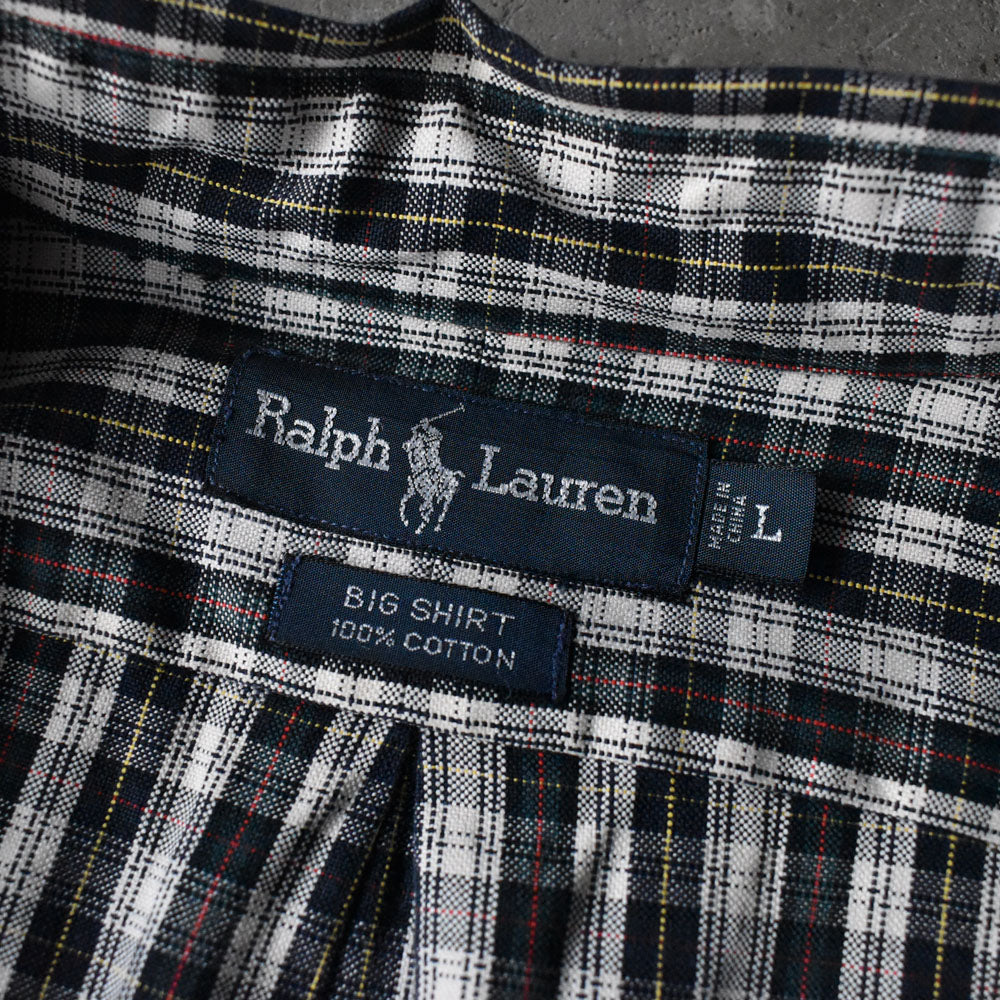 90's Ralph Lauren “BIG SHIRT” タータンチェック ボタンダウンシャツ 240327 S2073
