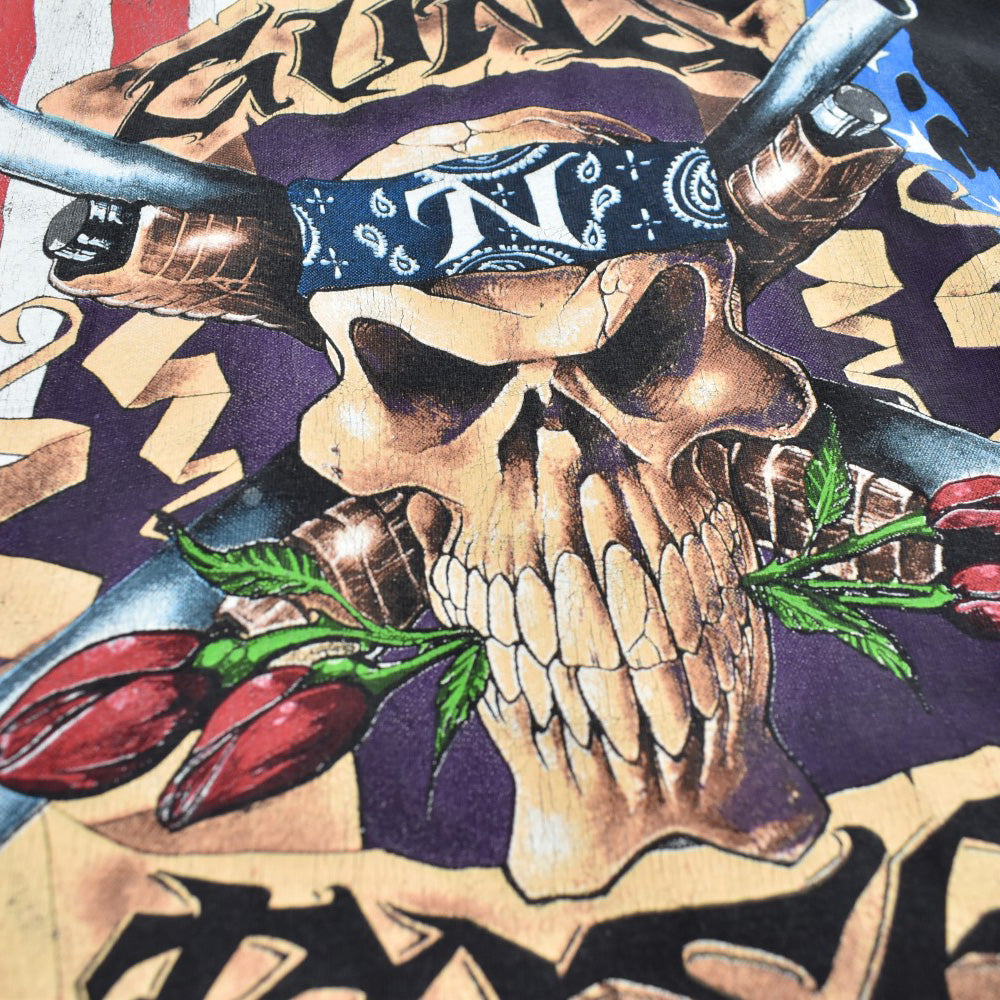 90's GUNS N' ROSES 星条旗 スカル ハードロックTシャツ 260818H