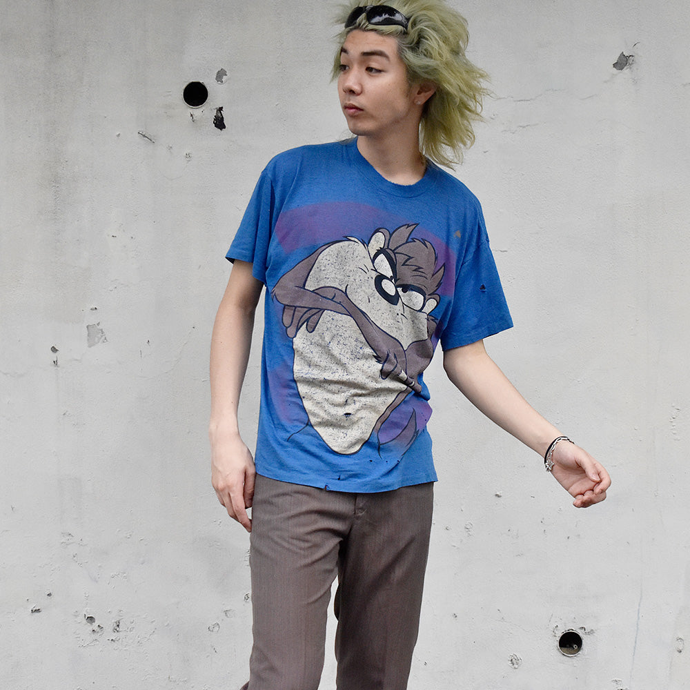 90's ダメージ！ Looney Tunes “Tasmanian Devil” Tシャツ USA製 250603H