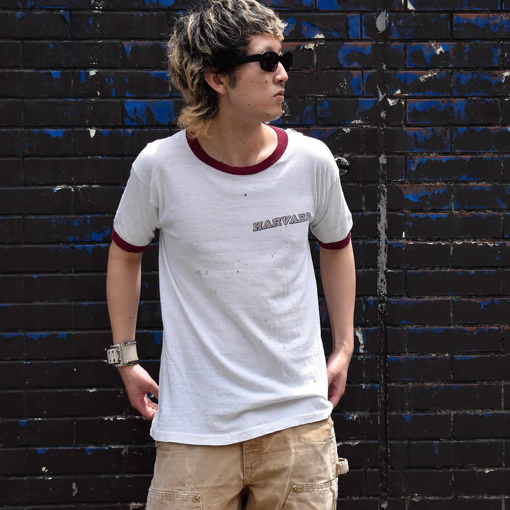 60's Champion “HARVARD” 染み込み リンガーTシャツ USA製 240528H