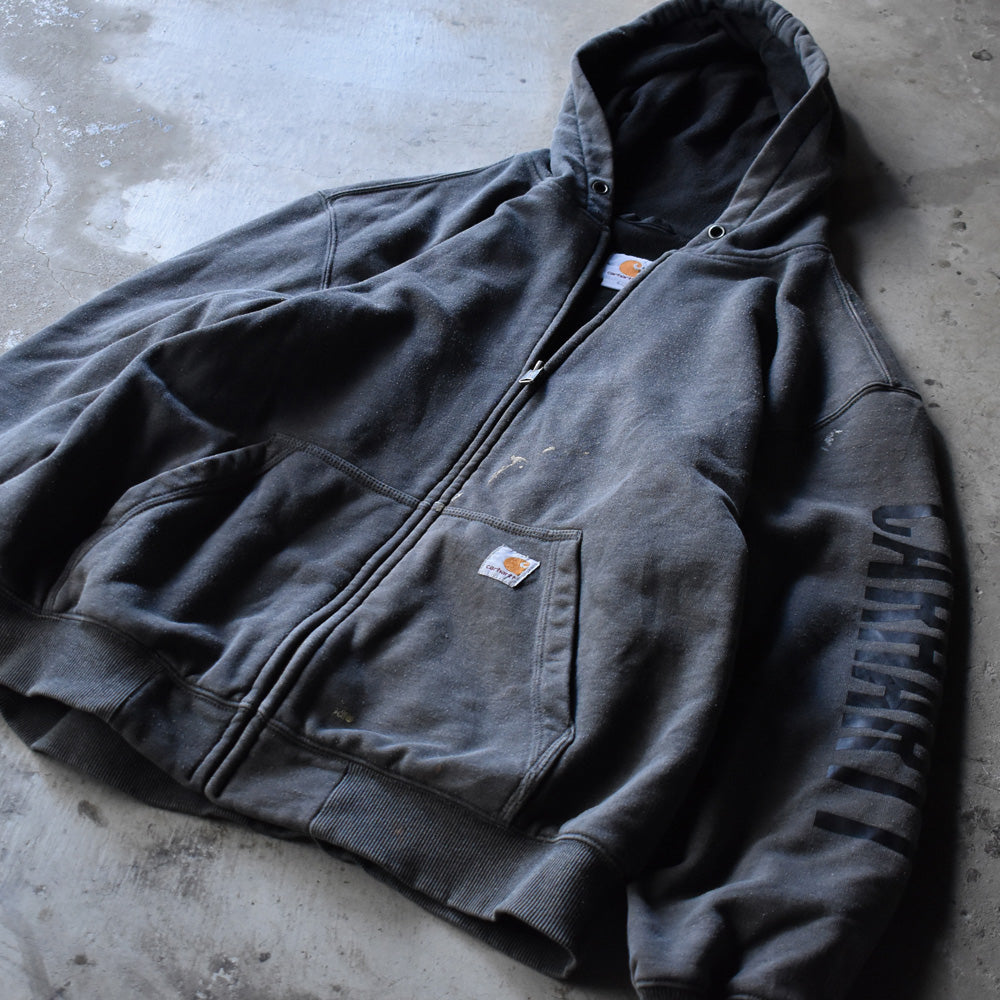 カーハート RAIN DEFENDER フリースライナー ジップパーカー 2000年代 グレー 古着