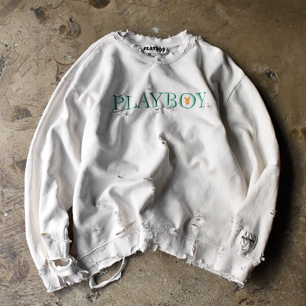 Y2K ボロ！ PLAYBOY 刺繍スウェット 240226H