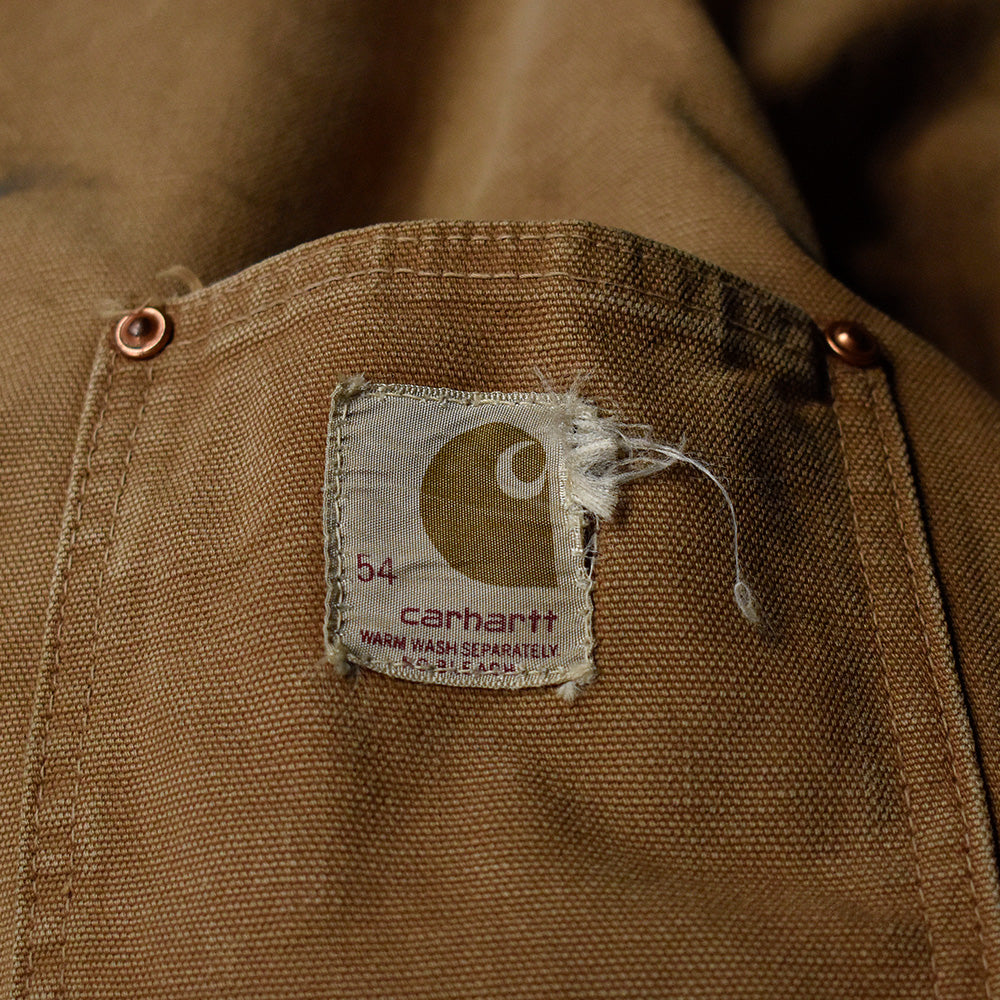70's Carhartt フード付き ダック チョアコート プリントタグ！ ブランケットライナー 240113H