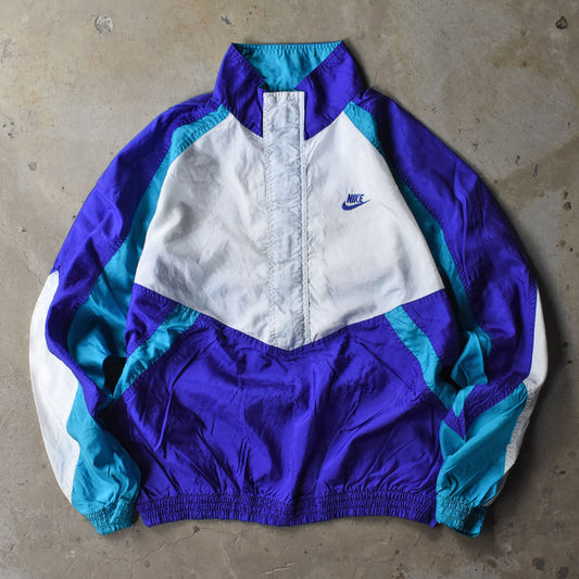 80’s NIKE 銀タグ 刺繍ロゴ ナイロン トラックプルオーバー250330