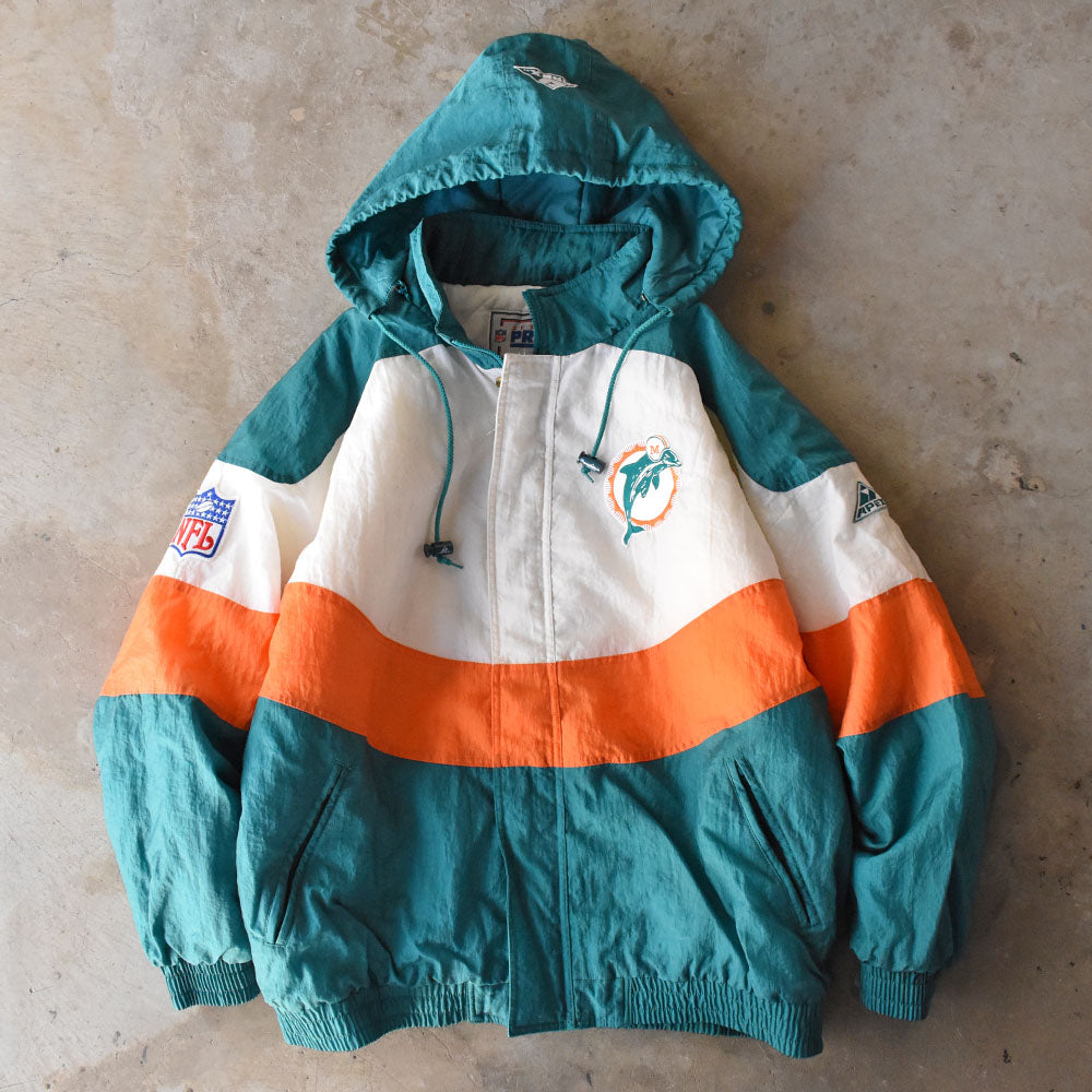 90’s PLO LINE by APEX ONE ナイスカラー！ “NFL Miami Dolphins” 中綿入り ナイロンジャケット 250111