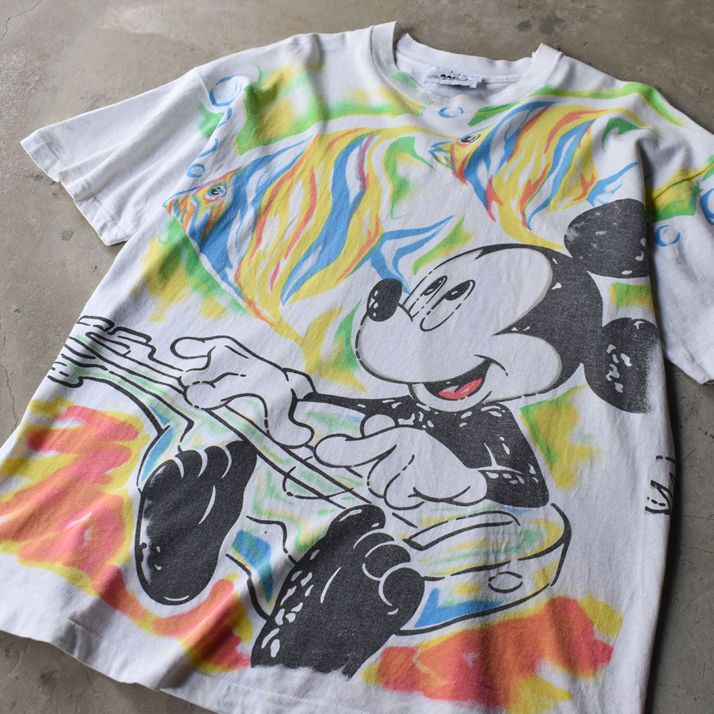 90’s Disney “Mickey” AOP！ 両面プリント キャラクターTシャツ 250519