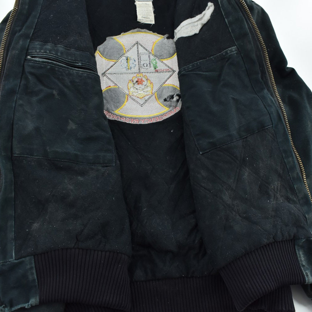 Y2K Carhartt ”ボロ＆フェード” アクティブジャケット スカルパッチ 黒 260929H