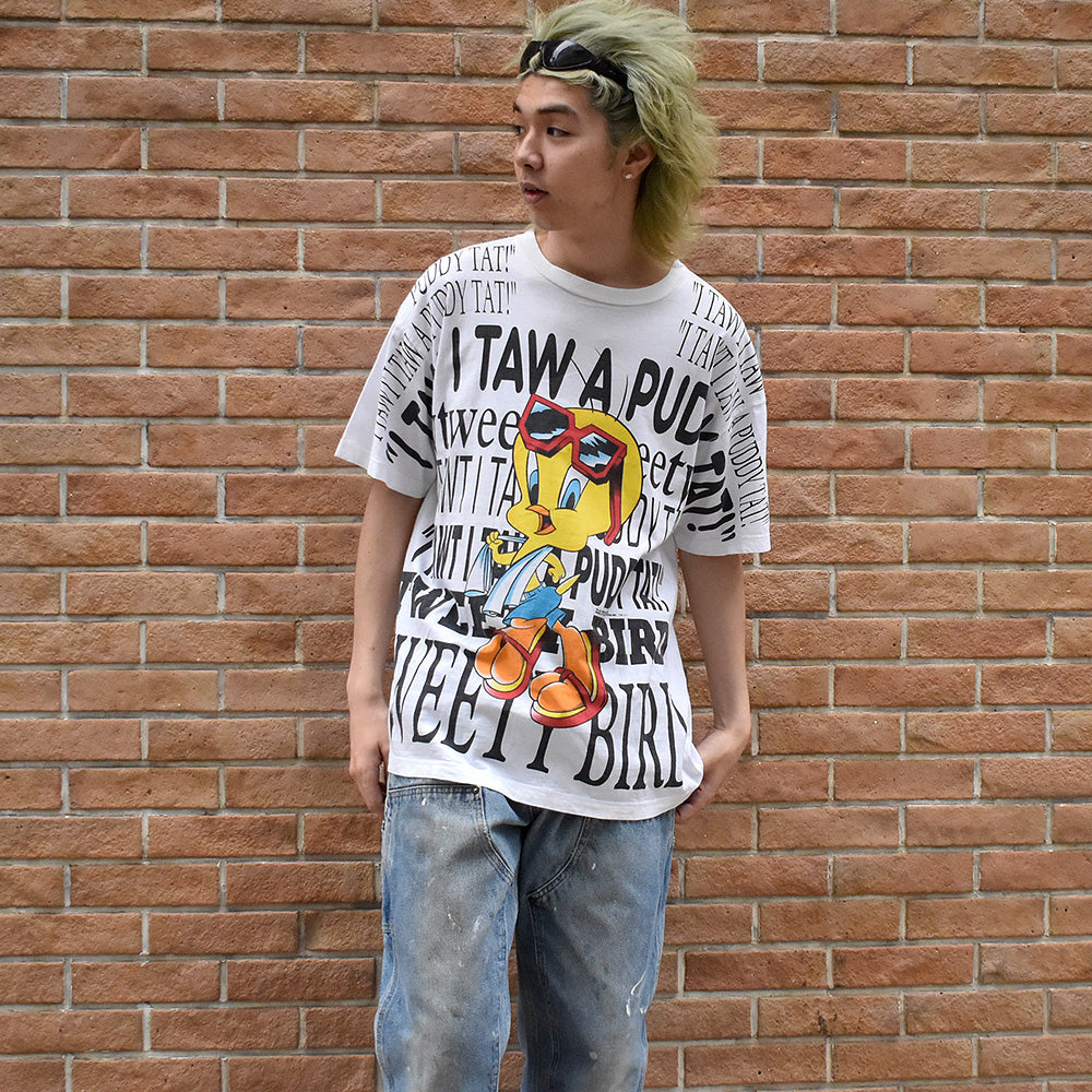 90's AOP！ Looney Tunes “TWEETY“ Tシャツ 250526H