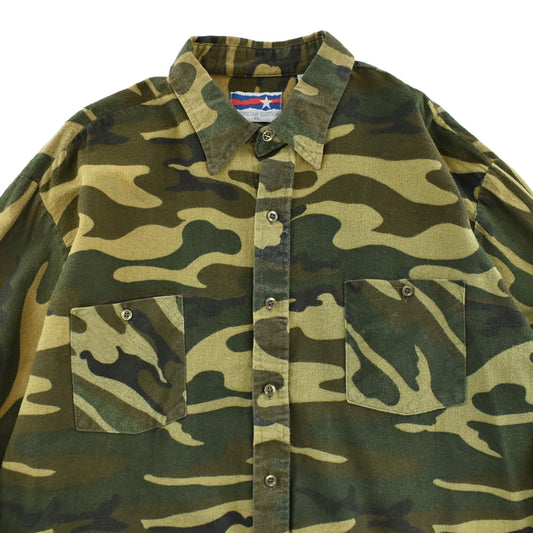 90's AMERICAN EDITION カモフラージュ フランネルシャツ USA製 260424H