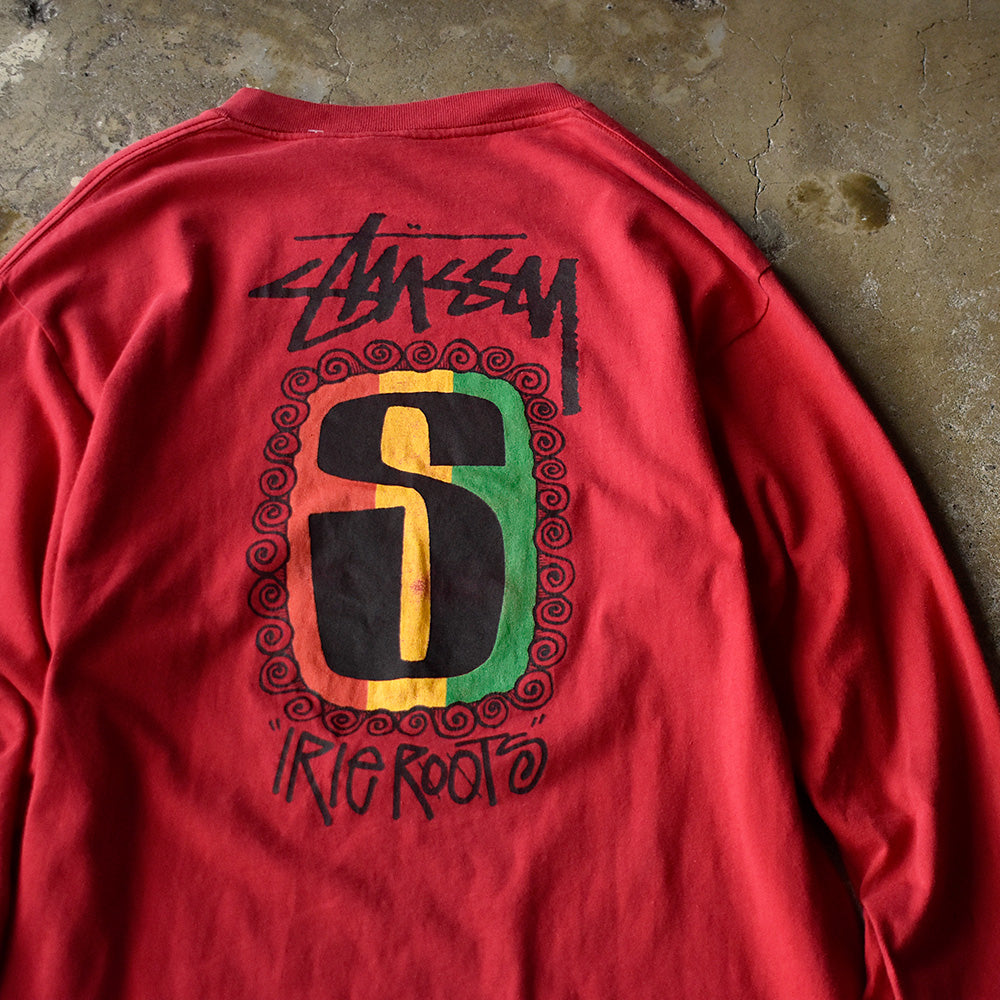 80's Old STUSSY 黒タグ “IRIE ROOTS“ Rasta S Logo ロング