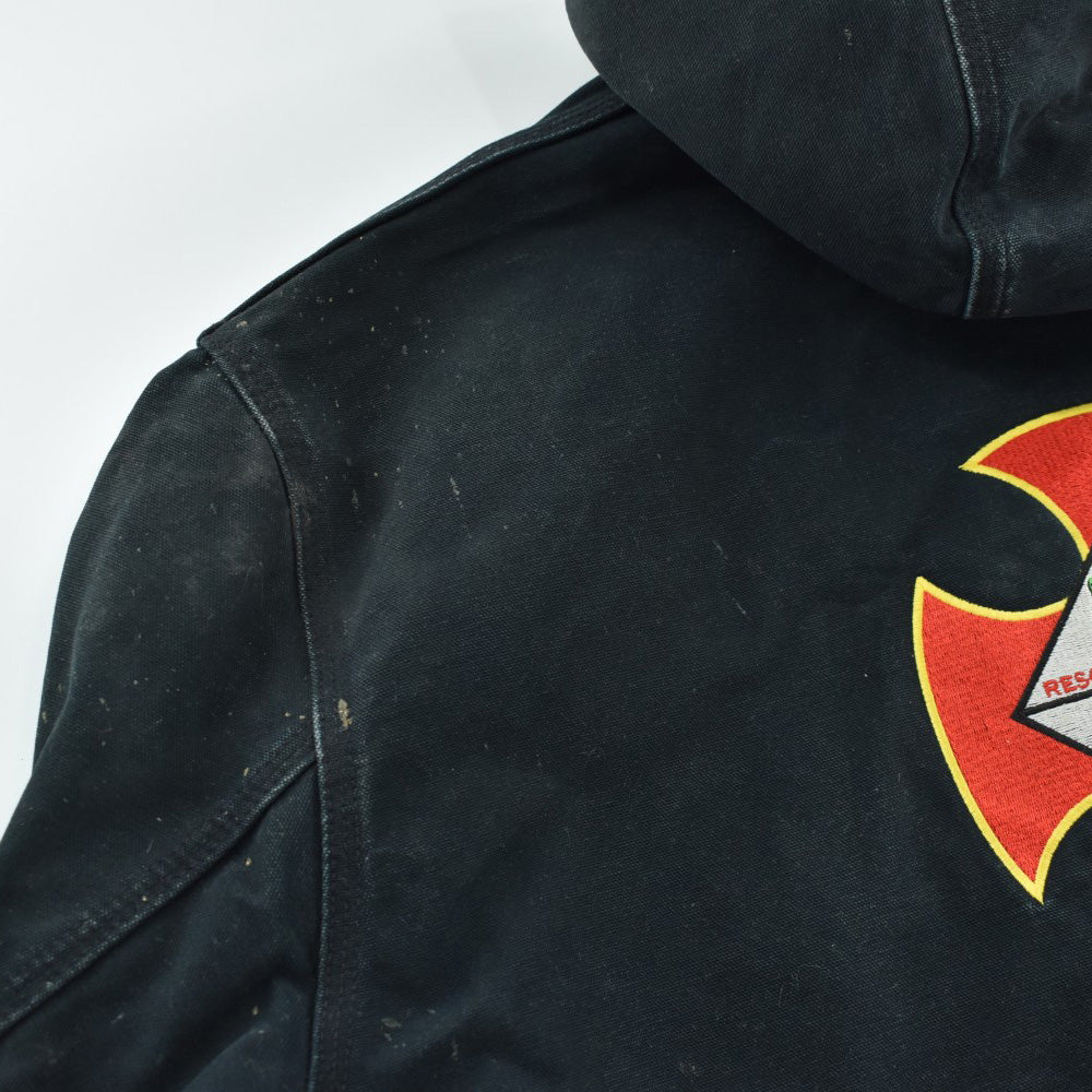 Y2K Carhartt ”ボロ＆フェード” アクティブジャケット スカルパッチ 黒 260929H