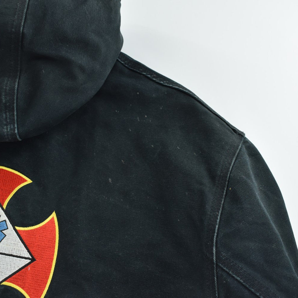 Y2K Carhartt ”ボロ＆フェード” アクティブジャケット スカルパッチ 黒 260929H