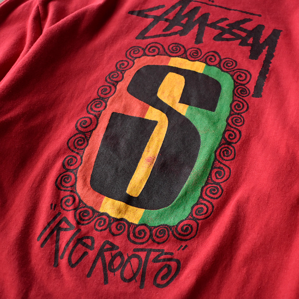 80's Old STUSSY 黒タグ “IRIE ROOTS“ Rasta S Logo ロング