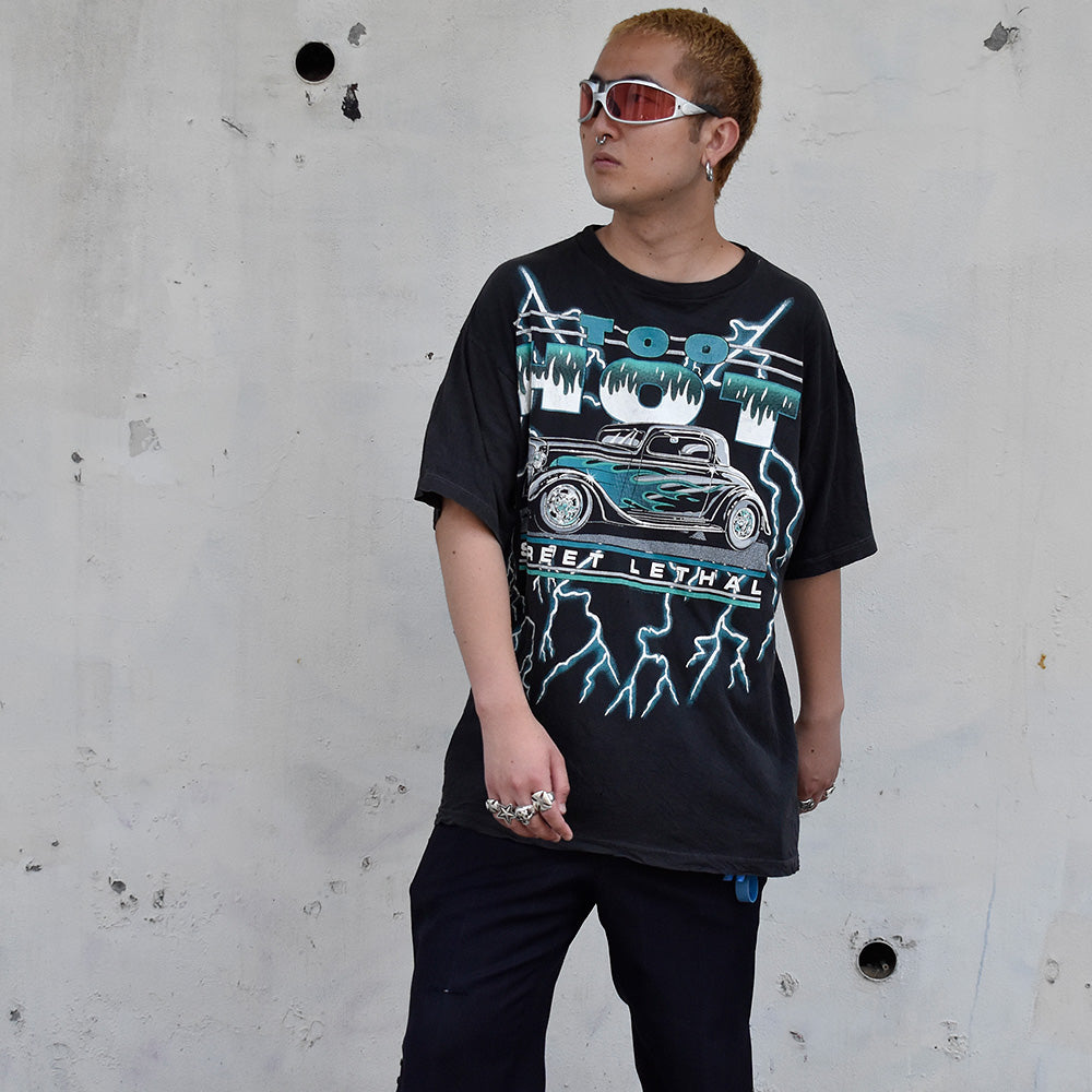 90’s AMERICAN THUNDER “TOO HOT” Hot Rod Tシャツ USA製 250803H
