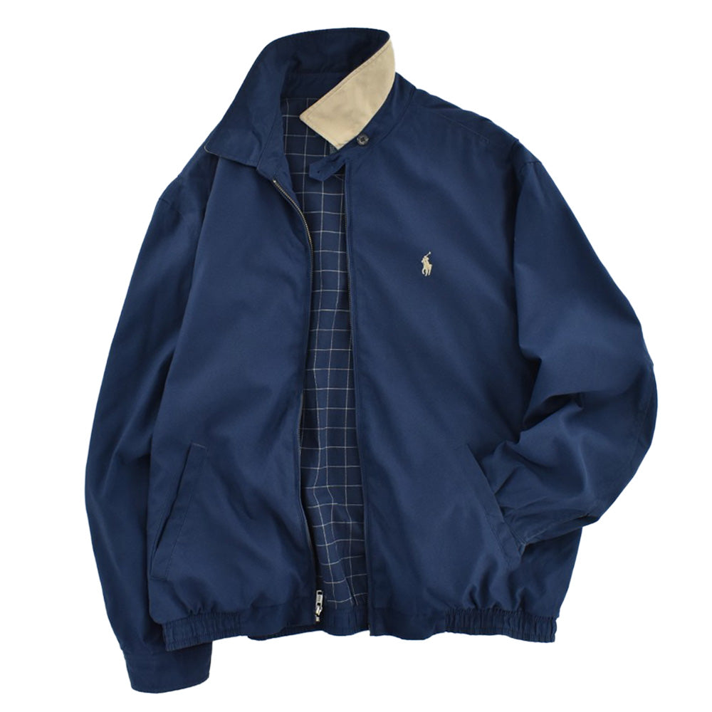 90’s Polo by Ralph Lauren ポロ ラルフローレン スイングトップ ハリントンジャケット ネイビー ウィンドウペーンチェック ベージュ ポニー刺繍