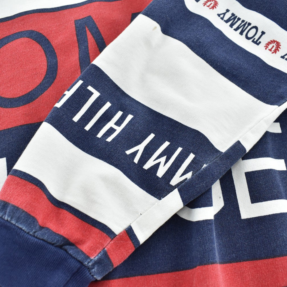90's Tommy Hilfiger ブートレグ AOP ポロスウェットシャツ 260609H