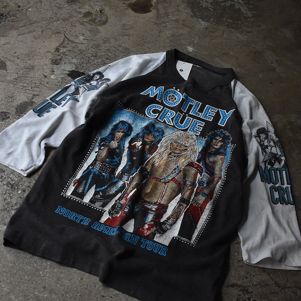 モトリー・クルー North American Tour 両面 袖プリント ラグランスリーブTシャツ 80年代 黒×白 ヴィンテージ