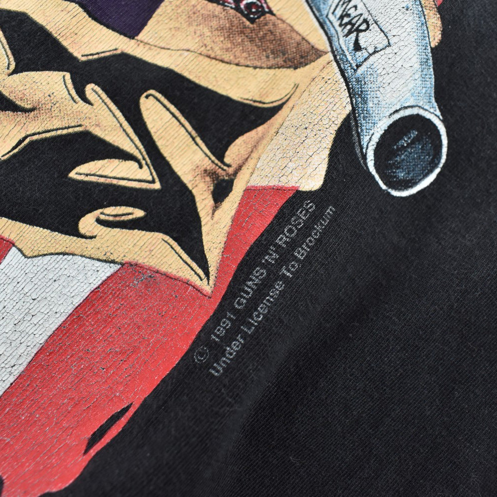 90's GUNS N' ROSES 星条旗 スカル ハードロックTシャツ 260818H
