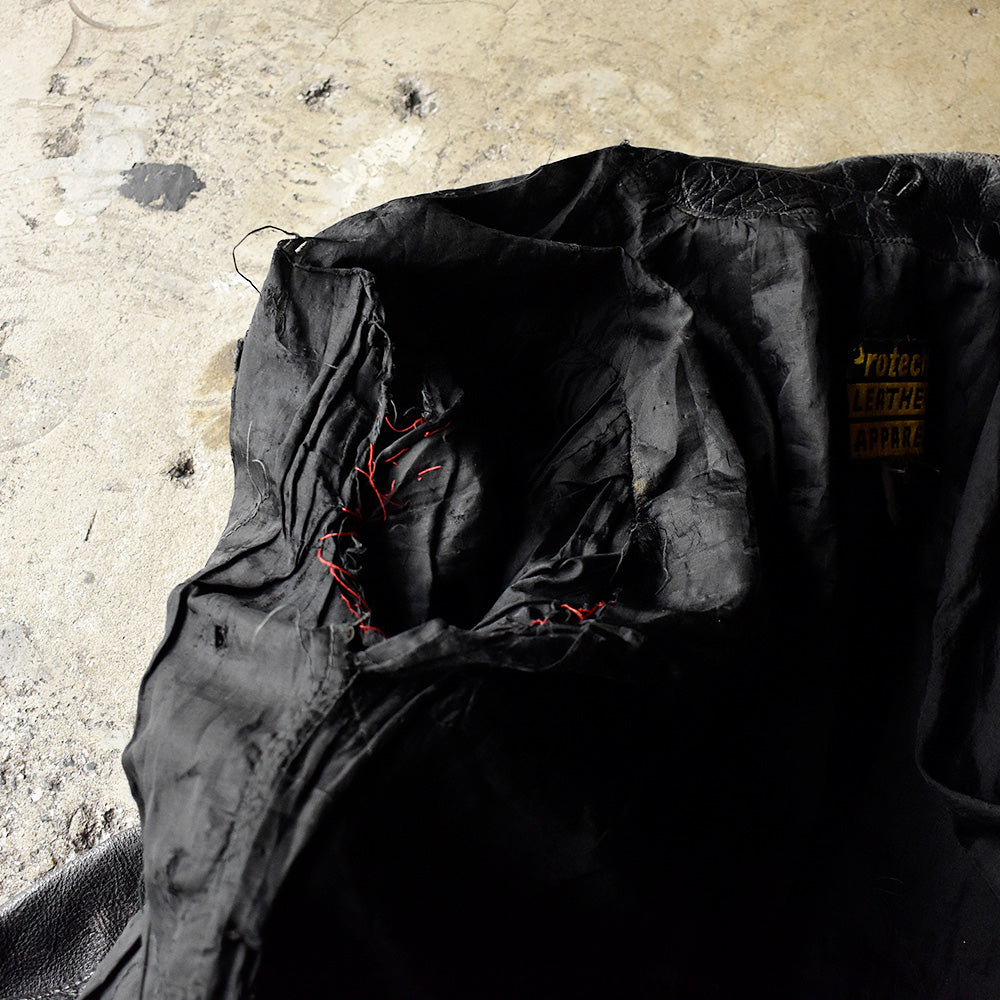 80's～ ハンドペイント！ PROTECH LEATHER APPAREL ライダース レザージャケット 240318H