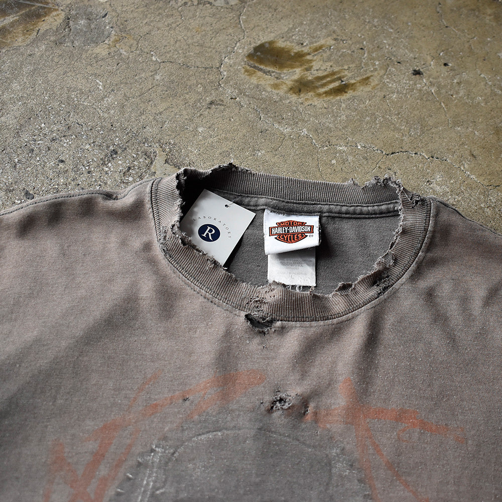 Y2K ボロ！ Harley-Davidson “Skull” バイク Tシャツ 250808H