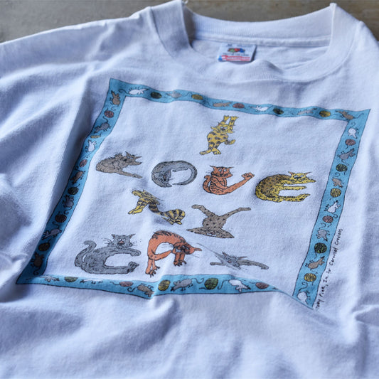 90’s “I LOVE MY CAT” ネコ アニマルプリントTシャツ 231013