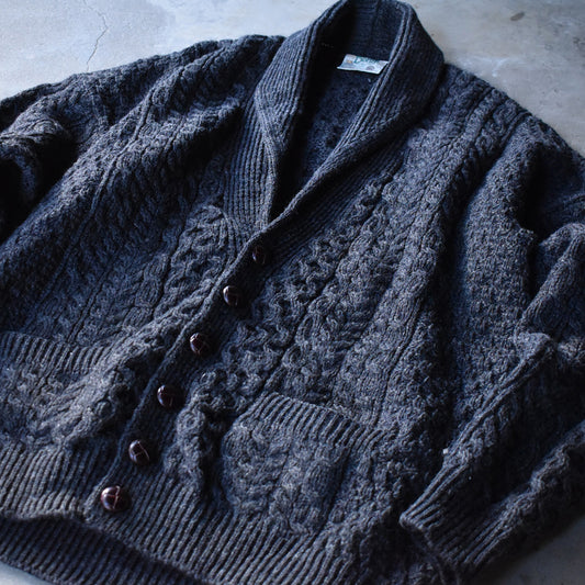 80’s CARRAIG DONN フィッシャーマン アランニット ショールカラーカーディガン アイルランド製 231223