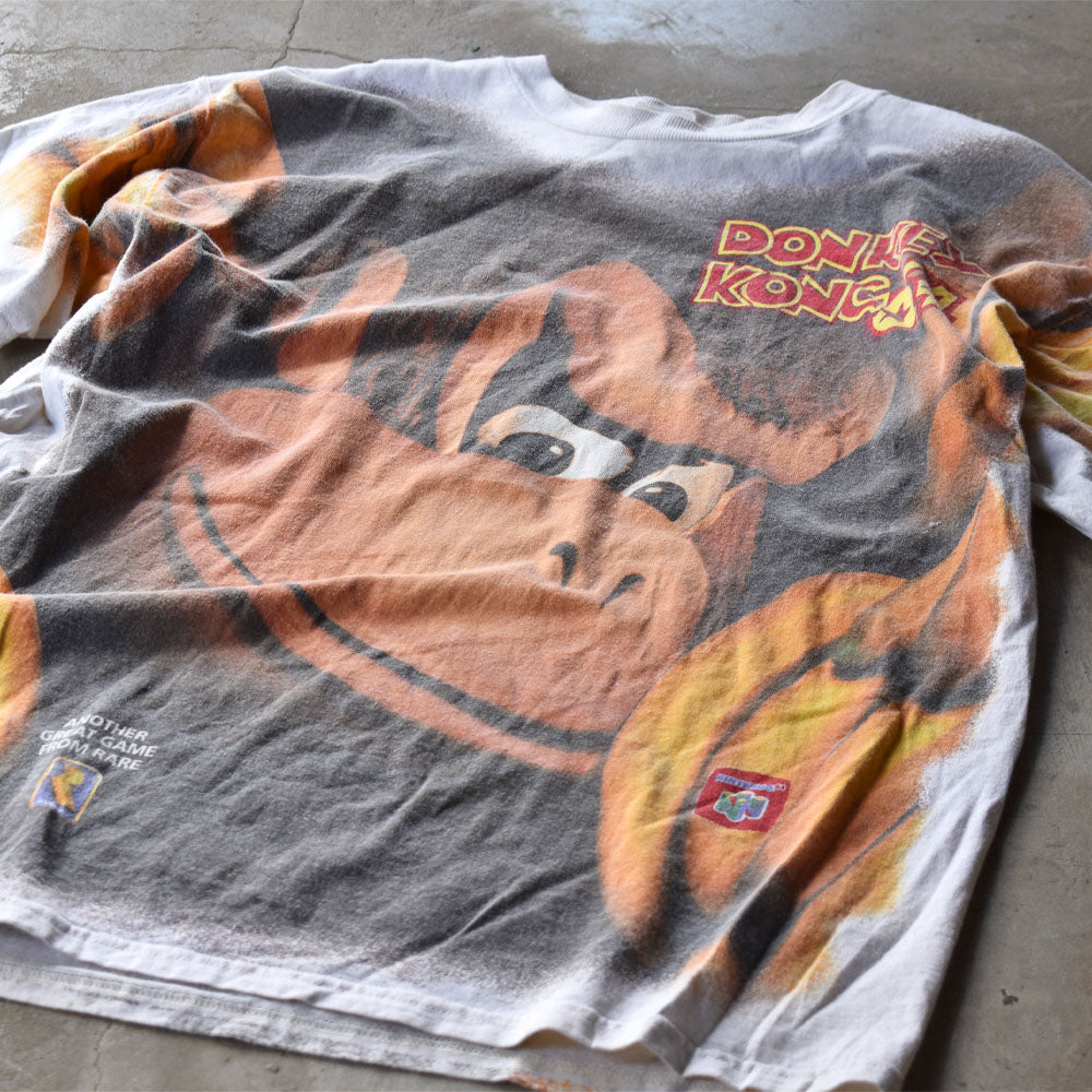 90's 激レア！ Nintendo "Donkey Kong 64" AOP ゲーム Tシャツ 240309