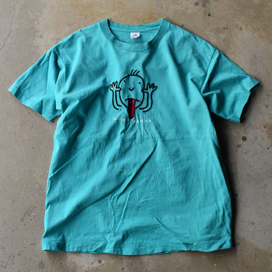 90’s Fruit of the Loom ”DON'T WANNA” 刺繍 Tシャツ USA製 240730