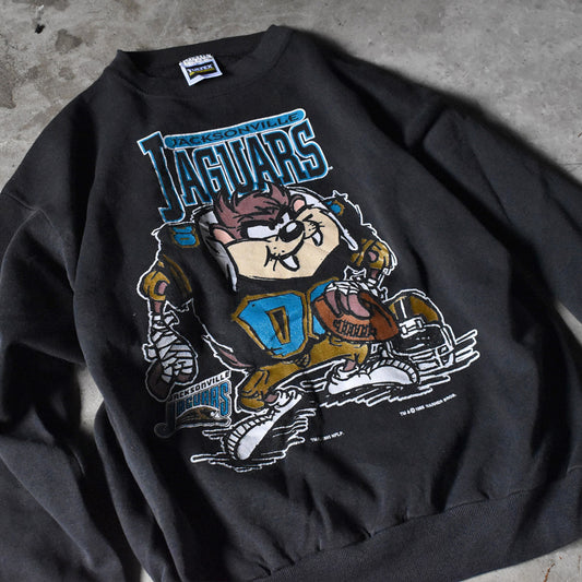 90’s Looney Tunes “NFL Jacksonville Jaguars × TAZ” キャラ スウェット USA製 241127