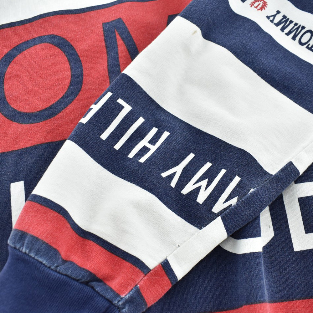 90's Tommy Hilfiger ブートレグ AOP ポロスウェットシャツ 260609H