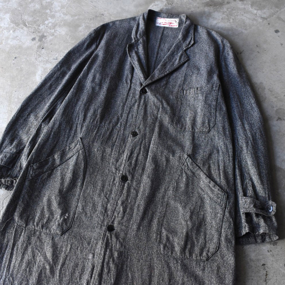 40’s Au Molinel ブラックシャンブレー フレンチワーク アトリエコート 251202H