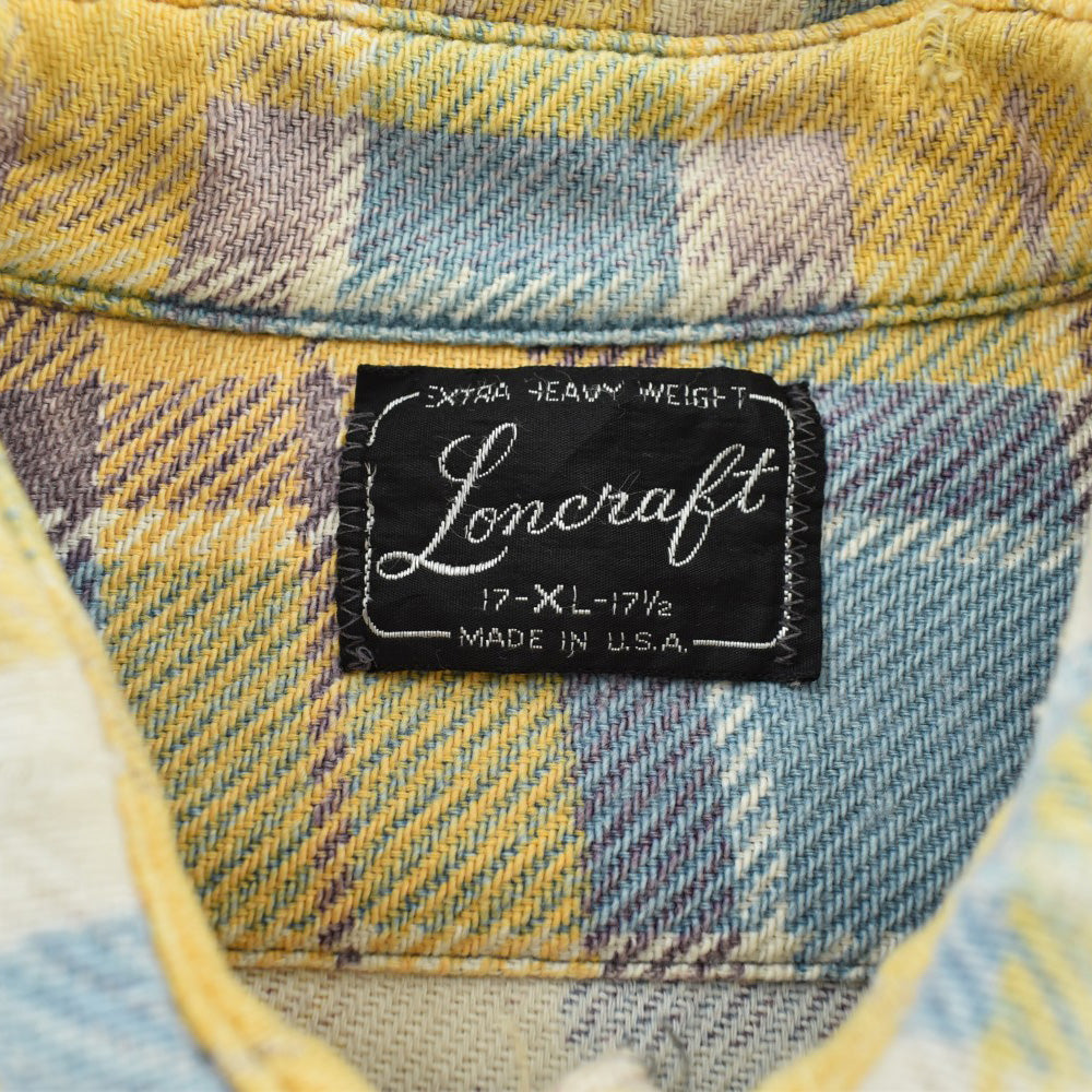 70's Loncraft "BORO" ヘビーフランネルシャツ USA製 260915H