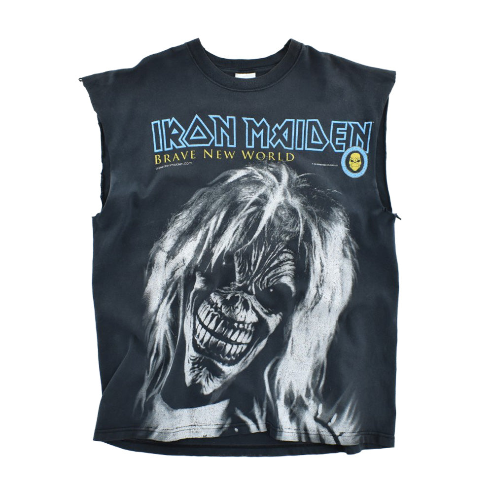 Y2K IRON MAIDEN "BRAVE NEW WORLD" カットオフ ヘヴィメタル ロックTシャツ 260731H