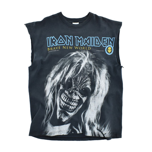 Y2K IRON MAIDEN "BRAVE NEW WORLD" カットオフ ヘヴィメタル ロックTシャツ 260731H