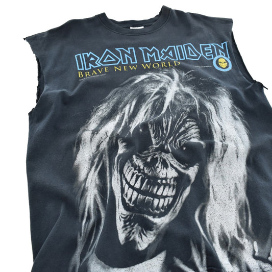 Y2K IRON MAIDEN "BRAVE NEW WORLD" カットオフ ヘヴィメタル ロックTシャツ 260731H