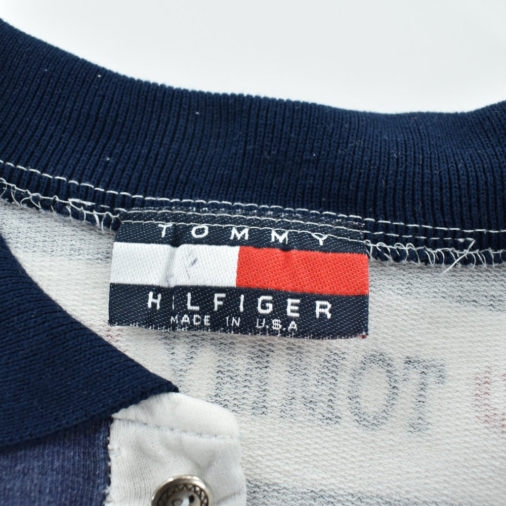90's Tommy Hilfiger ブートレグ AOP ポロスウェットシャツ 260609H