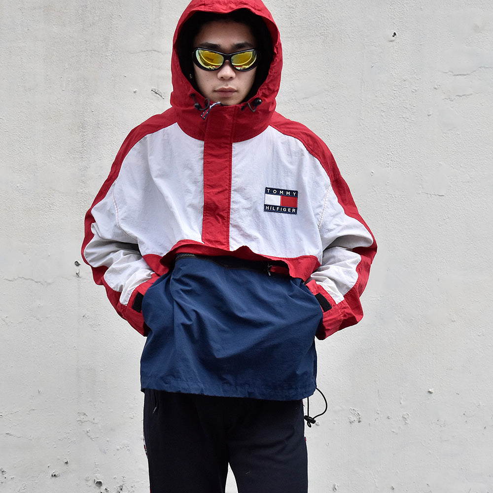90's TOMMY HILFIGER ナイロン アノラックパーカー 240406H
