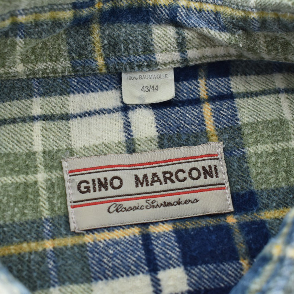 90's GINO MARCONI ユーロ チェック ライトフランネルシャツ 260922H