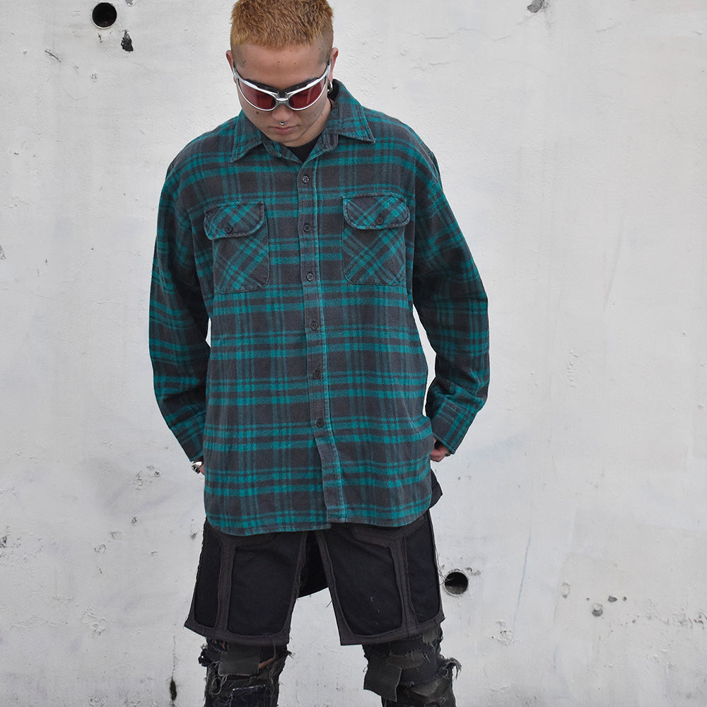 90's Dickies チェック柄 ヘビーネルシャツ 250124H