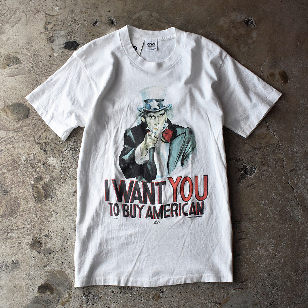 90's “Uncle Sam” I WANT YOU TO BUY AMERICAN キャラ Tシャツ USA製 250901H