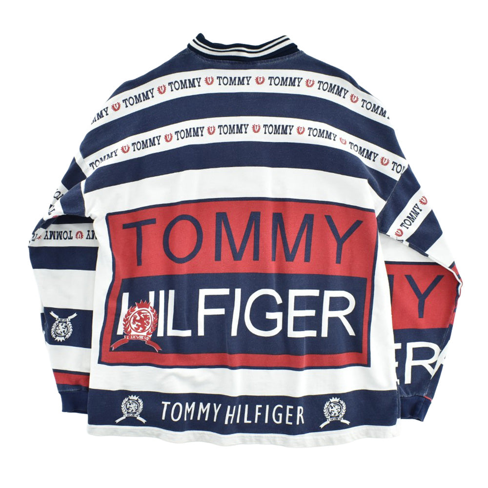 90's Tommy Hilfiger ブートレグ AOP ポロスウェットシャツ 260609H