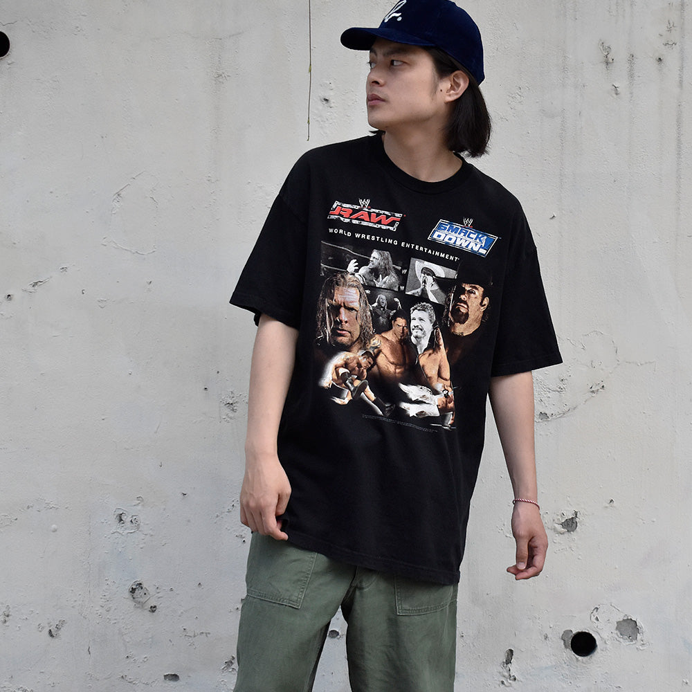 Y2K WWE “SmackDown” プロレス Tシャツ USA製 240623H