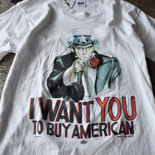 90's “Uncle Sam” I WANT YOU TO BUY AMERICAN キャラ Tシャツ USA製 250901H